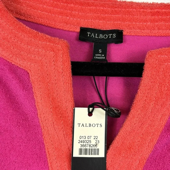 NWT Talbots pink and orange terry cloth long sleeve top sz sm - Picture 6 of 6